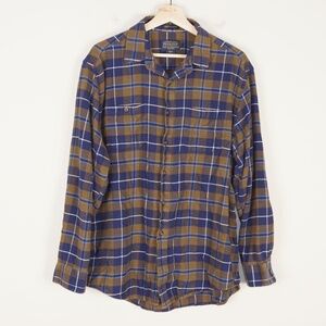 Pendleton Hawthorne Douglas Tartan Blue Brown Plaid Flannel Long Sleeve Shirt L
